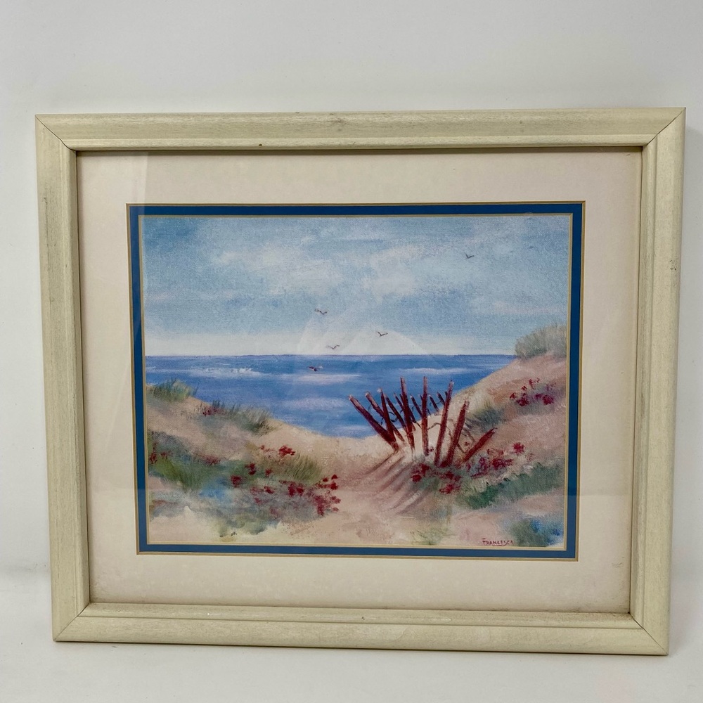 Framed Coastal Watercolor Art